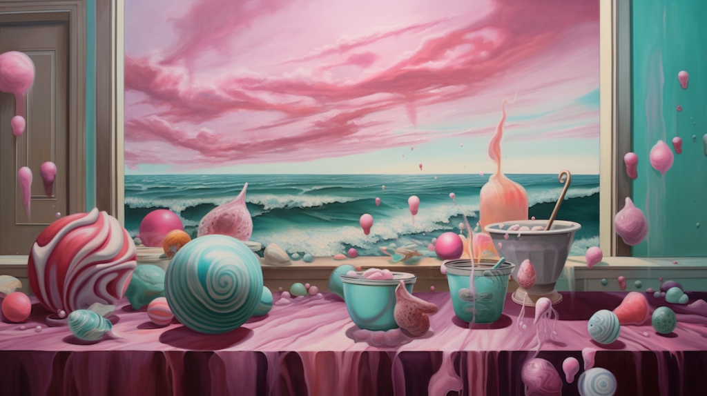 creativity, paint, surreal art, teal and pink colors