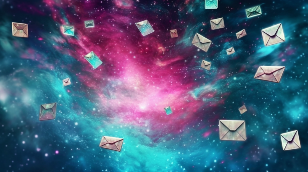 emails, email in the galaxy, teal and pink galaxy, email marketing